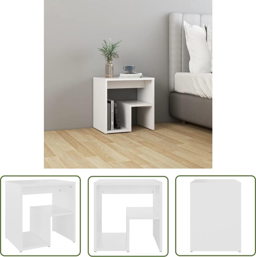 The Living Store Nachtkastje Bijzetkastje 40x30x40 cm Stevige constructie Wit Bewerkt hout Nachtkastje Bijzetkastje Slaapkamerkastje Houten Meubilair Witte Meubelstukken - Foto 2