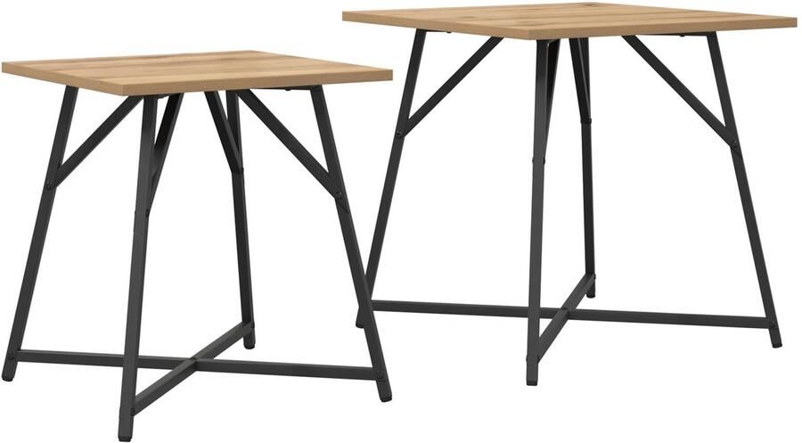 VidaXL Bijzettafel 2-pack in Ambachtelijk Eiken met Geengineerd Hout en Metaal - Foto 2