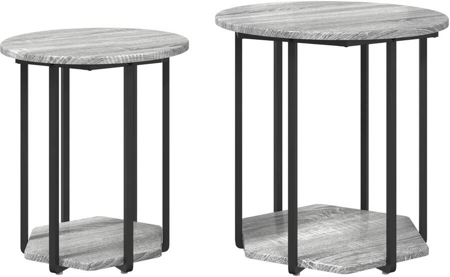 VidaXL Bijzettafels Grijze sonoma Gelaagd hout Metaal Klein Bijzettafel - Foto 2