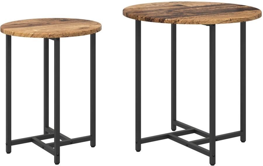 VidaXL Bijzettafels Oud Hout Massief Hergecycled Hout Metaal Klein