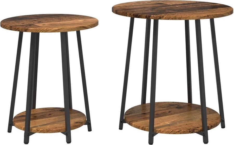 VidaXL Bijzettafels Oud hout Massief gerecycled hout Metaal Middelmatig - Foto 2