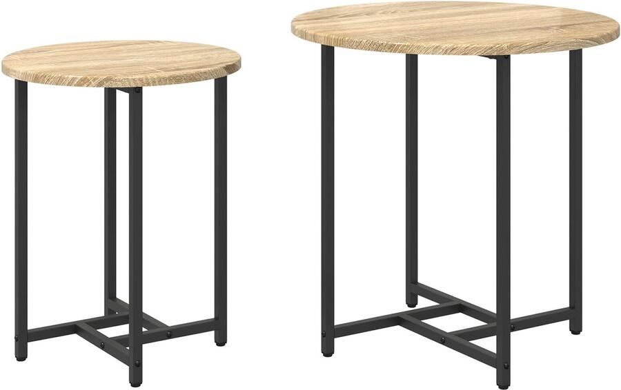 VidaXL Bijzettafel 2 stuks Sonoma Eiken Geengineerd Hout en Metaal