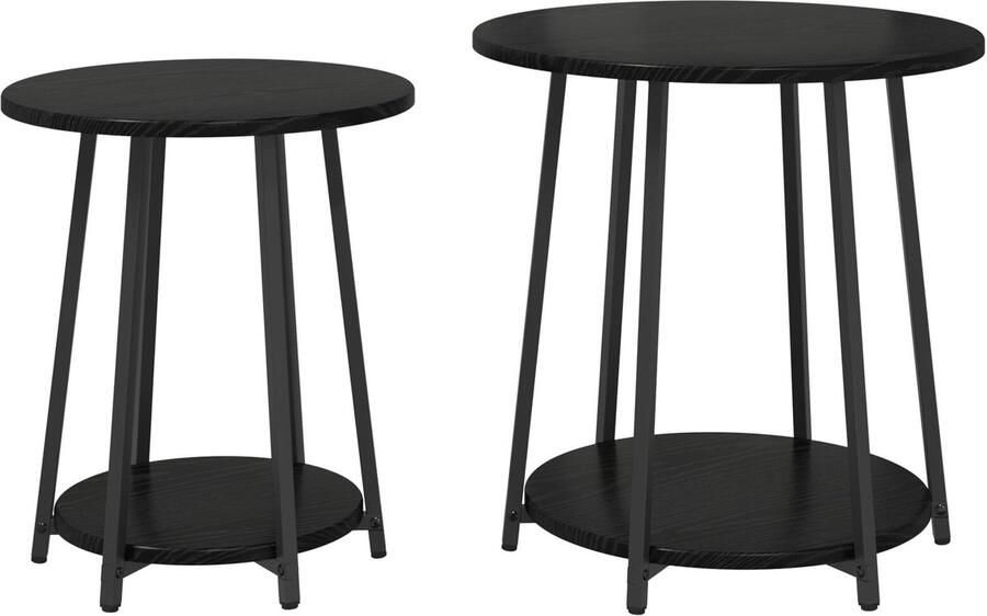 VidaXL Bijzettafels Zwart eiken Gefabriceerd hout Middelgroot Duurzaam - Foto 2