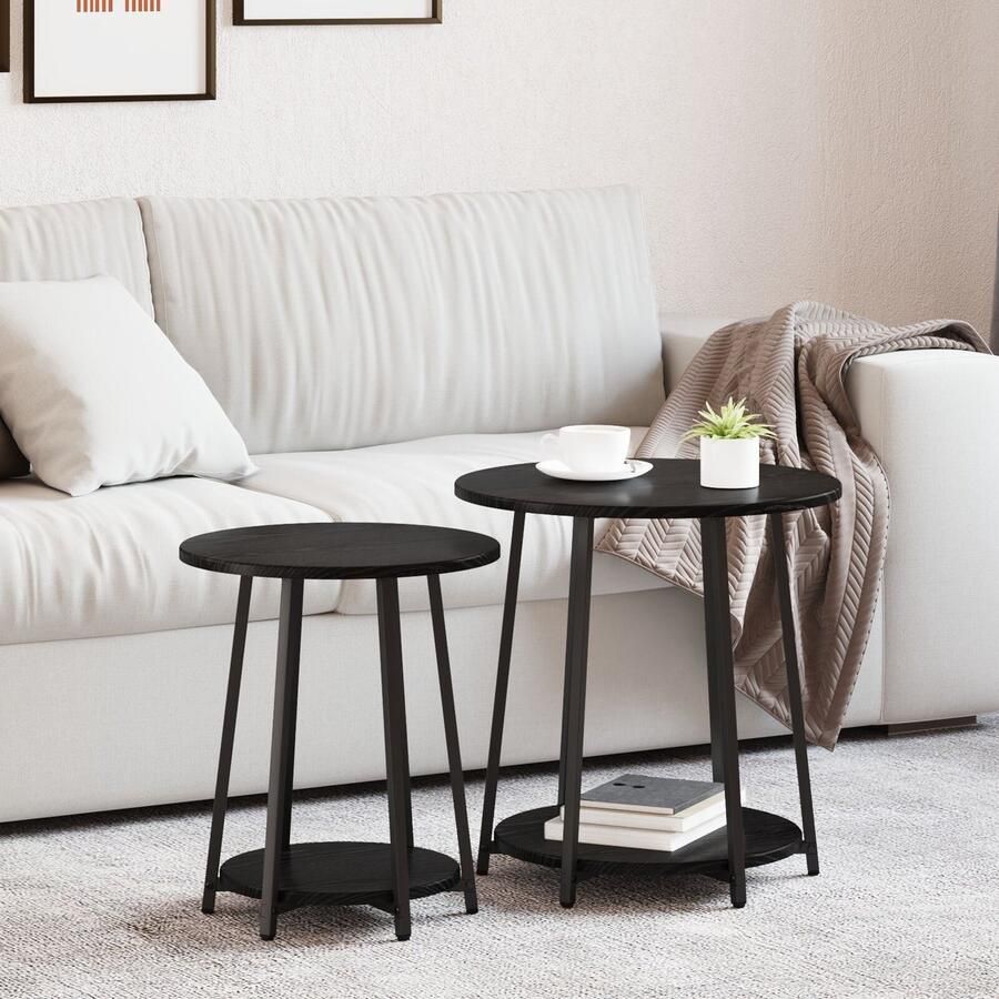 VidaXL Bijzettafels Zwart eiken Gefabriceerd hout Middelgroot Duurzaam