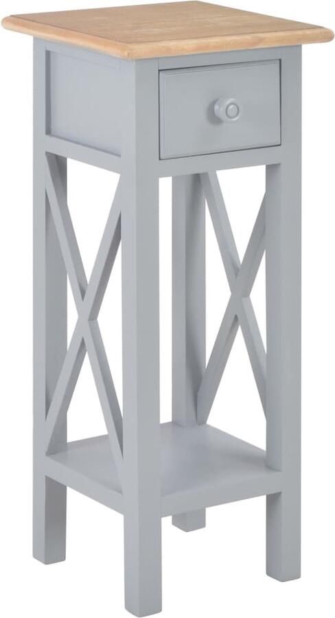 VidaXL Bijzettafel 27x27x65 5 cm hout grijs Bijzettafel Houten Bijzet Tafels Sidetable Kastje Tv Stand Telefoontafeltje Klein Meubel Kamermeubilair - Foto 2