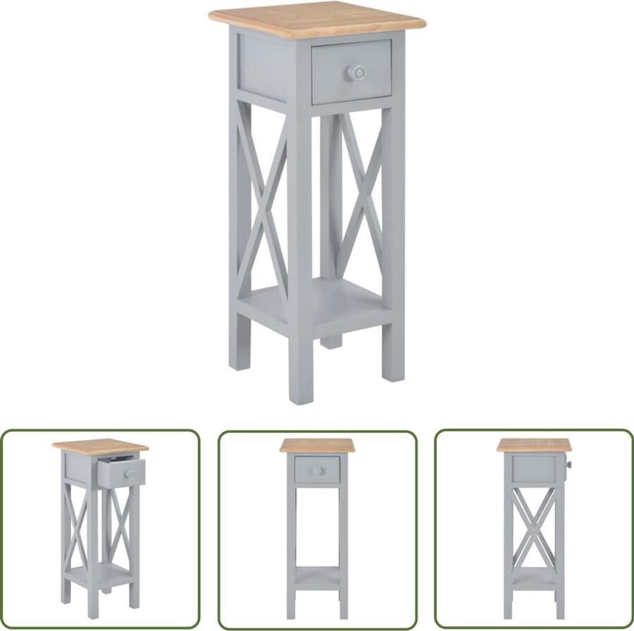 VidaXL Bijzettafel 27x27x65 5 cm hout grijs Bijzettafel Houten Bijzet Tafels Sidetable Kastje Tv Stand Telefoontafeltje Klein Meubel Kamermeubilair
