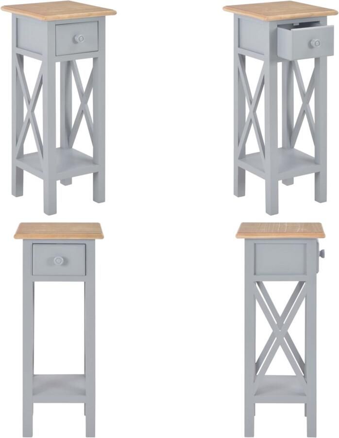 VidaXL Bijzettafel 27x27x65 5 cm hout grijs Telephone Table Telephone Tables -wooden Telephone Table Wooden Telephone Tables