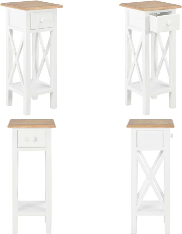 VidaXL Bijzettafel 27x27x65 5 cm hout wit Telephone Table Telephone Tables -wooden Telephone Table Wooden Telephone Tables