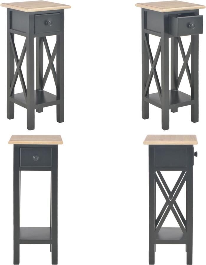 VidaXL Bijzettafel 27x27x65 5 cm hout zwart Telephone Table Telephone Tables -wooden Telephone Table Wooden Telephone Tables