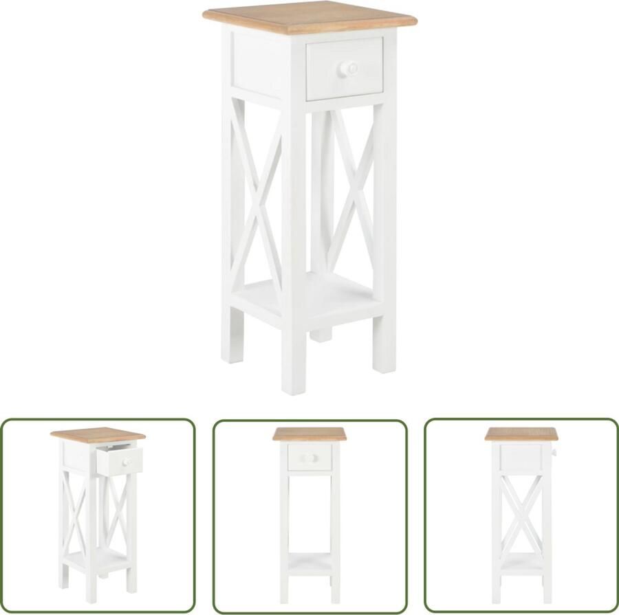 VidaXL -Bijzettafel-27x27x65 5-cm-hout-wit