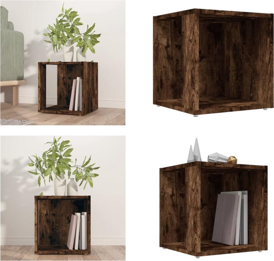 VidaXL Bijzettafel 33x33x34 5 cm bewerkt hout gerookt eikenkleurig Bijzettafel Bijzettafels Eindtafel Salontafel