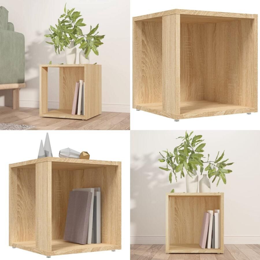 VidaXL Bijzettafel 33x33x34 5 cm bewerkt hout sonoma eikenkleurig Bijzettafel Bijzettafeltje Bijzettafeltjes Hoekkast