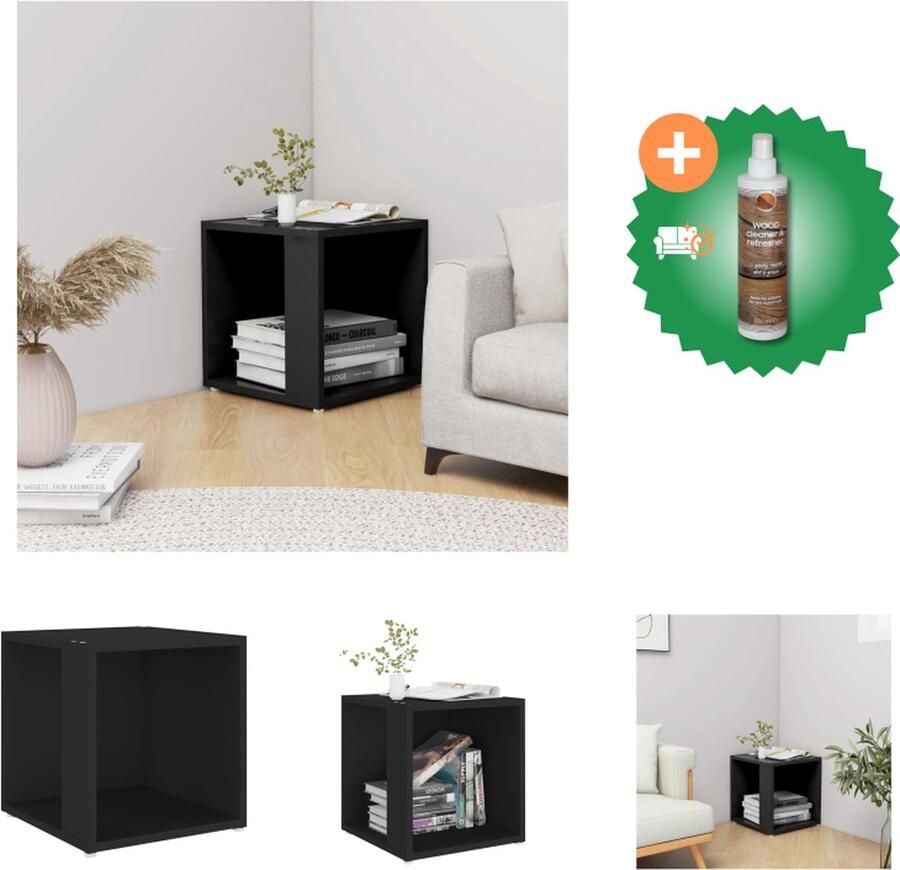 VidaXL Bijzettafel 33x33x34-5 cm spaanplaat zwart Tafel Inclusief Houtreiniger en verfrisser