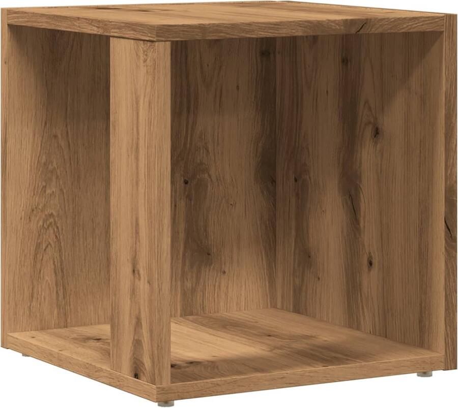 VidaXL Bijzettafel 33x33x34 cm bewerkt hout artisanaal eikenkleurig