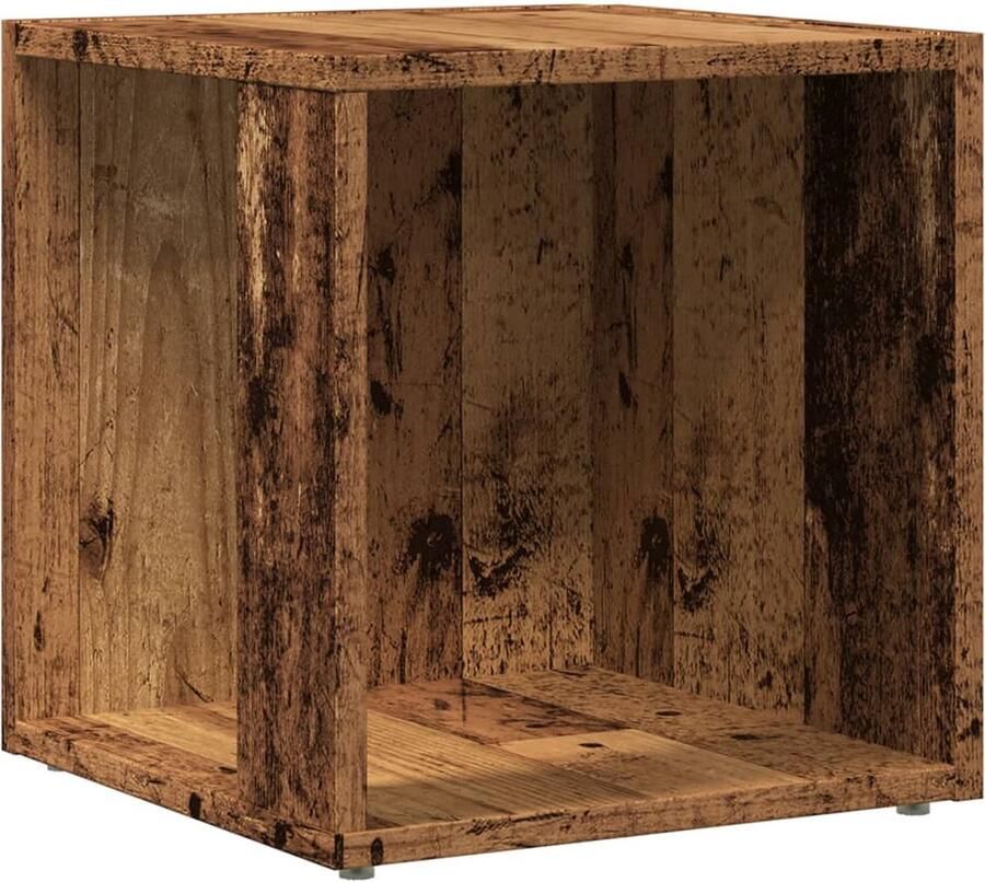 VidaXL Bijzettafel 33x33x34 cm Bewerkt Hout Oud Houtkleurig Bijzettafel Bijzettafels Bijzetkast Hoekkast