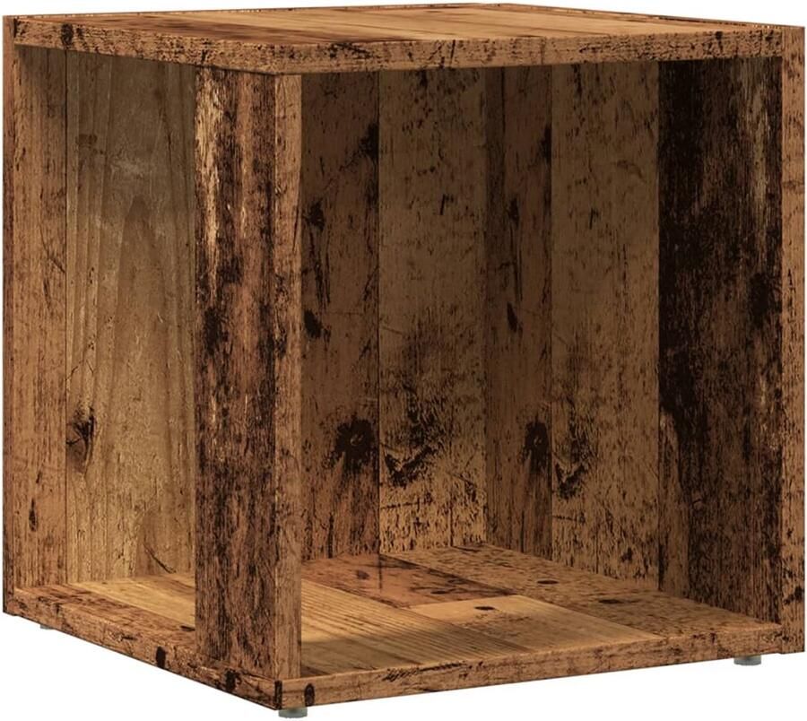 VidaXL Bijzettafel 33x33x34 cm bewerkt hout oud houtkleurig Bijzettafel Hoekkast Houten Bijzettafel Vintage Bijzettafel Klein Tafeltje