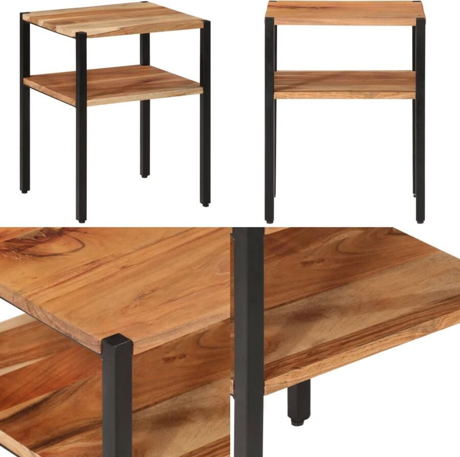VidaXL -Bijzettafel-35x35x45-cm-massief-acaciahout-en-ijzer - Foto 3