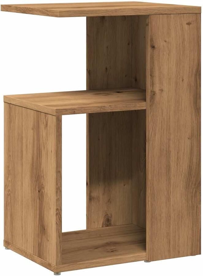 VidaXL Bijzettafel 36x30x56 cm Artisanaal Eiken Bijzettafel Houten Meubels Salontafel Eiken Kleurtinten Living Accessoires