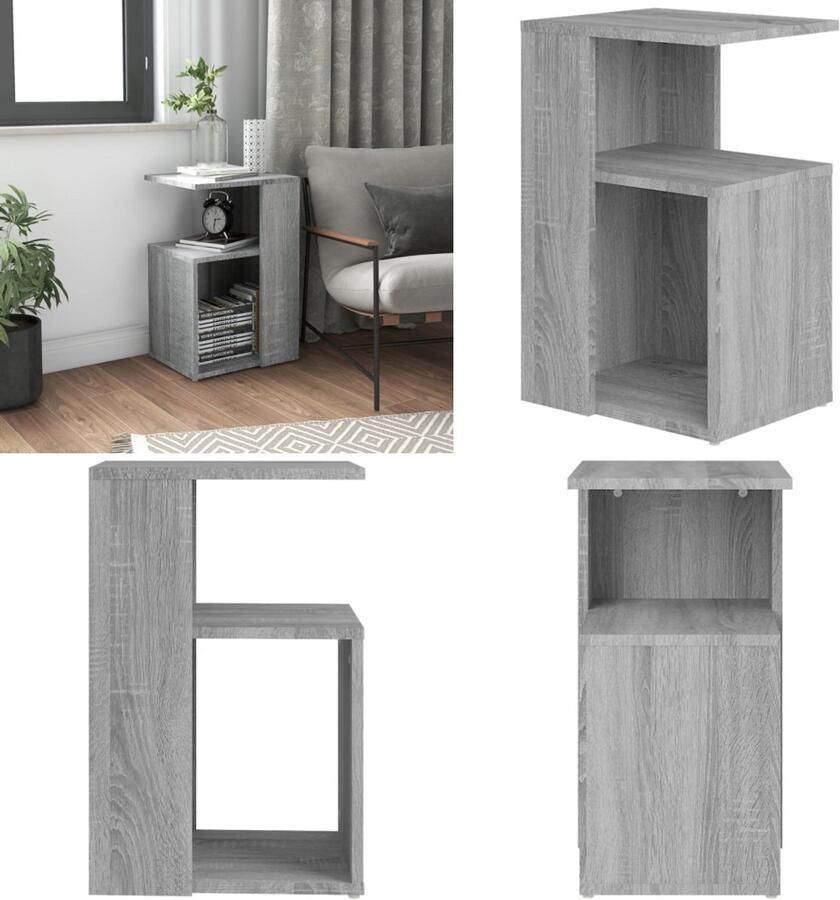 VidaXL Bijzettafel 36x30x56 cm bewerkt hout grijs sonoma eikenkleurig Bijzettafel Bijzettafels Salontafel Woonkamertafel