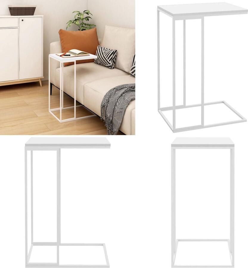 VidaXL Bijzettafel 40x30x59 cm bewerkt hout wit Salontafel Salontafels Koffietafel Koffietafels