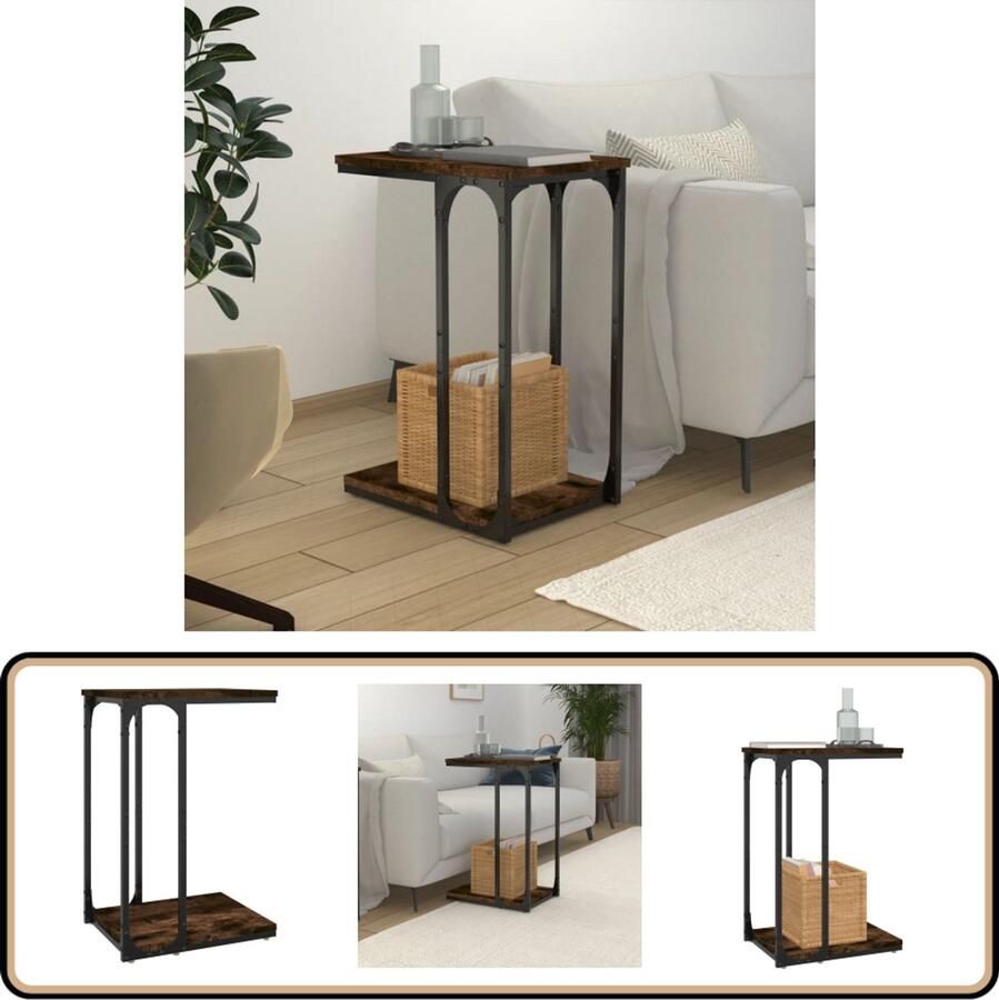 VidaXL Bijzettafel 40x30x60 cm Gerookt Eikenlook Industriele Bijzettafel Houten Bijzetkast Bijzettafel Industrie Style Bruine Bijzettafel Kleine Bijzettafel