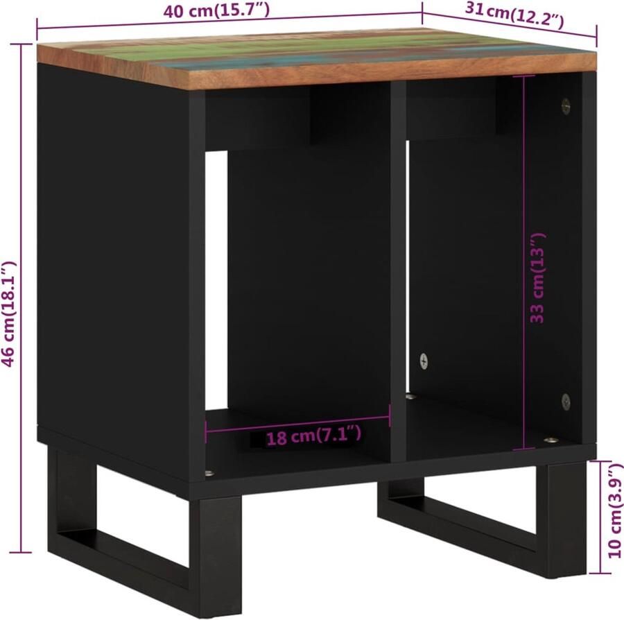VidaXL -Bijzettafel-40x31x46-cm-massief-gerecycled-hout-en-bewerkt-hout - Foto 3