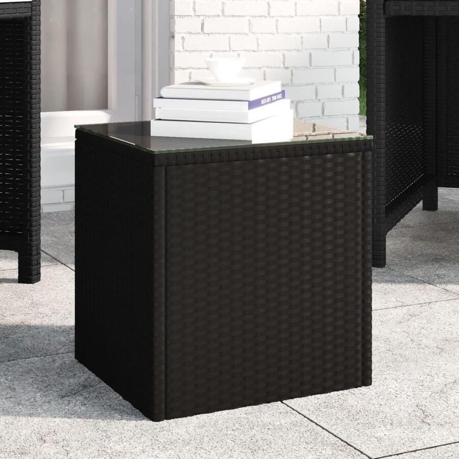 VidaXL Bijzettafel 40x37x40 5 cm Poly Rattan Zwart Bijzettafel Poly Rattan Buitentafel Tuintafel Zwarte Tafel Kleine Tafel Design Tafel - Foto 2
