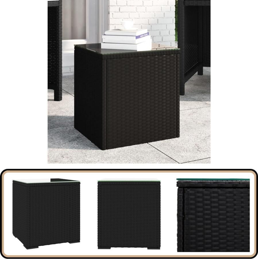 VidaXL Bijzettafel 40x37x40 5 cm Poly Rattan Zwart Bijzettafel Poly Rattan Buitentafel Tuintafel Zwarte Tafel Kleine Tafel Design Tafel