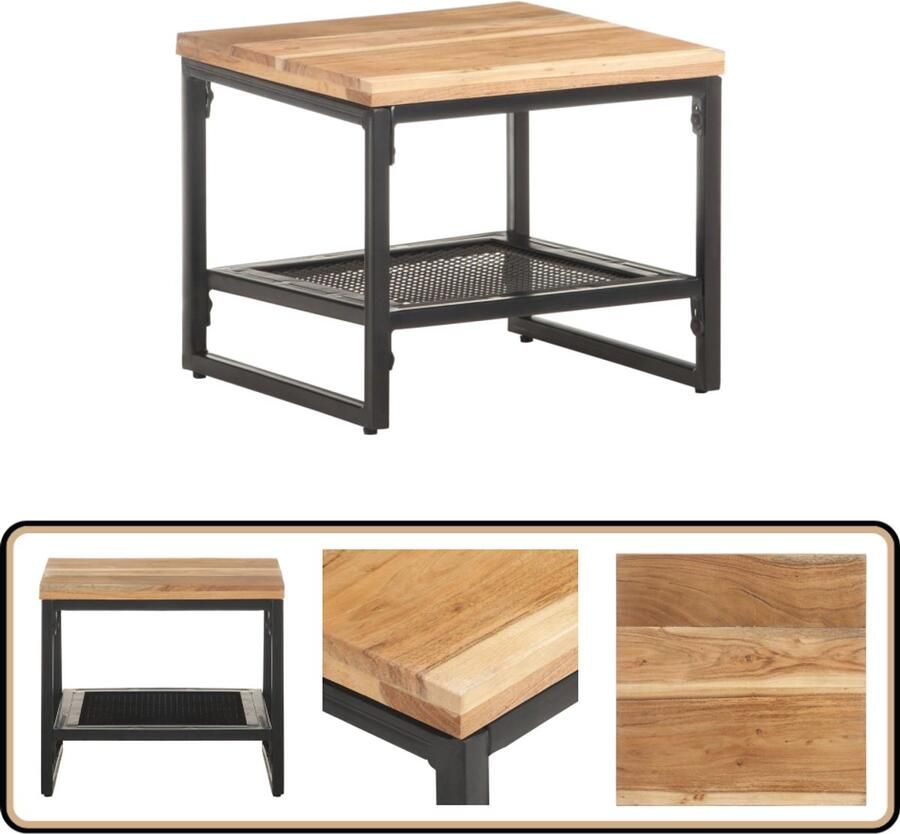 VidaXL Bijzettafel 40x40x35 cm Massief Acaciahout Bijzettafel Acacia Hout Salontafel Woonkamer Meubilair Unieke Tafel