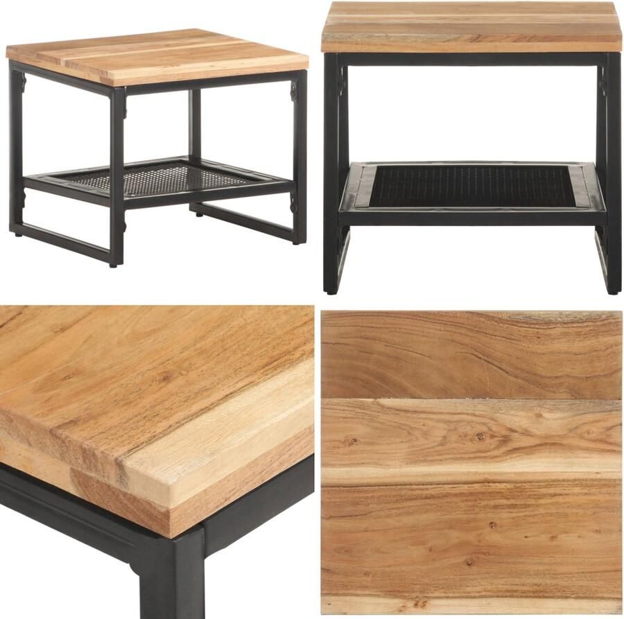 VidaXL Bijzettafel 40x40x35 cm massief acaciahout Bijzettafeltje Bijzettafeltjes Houten Tafeltje Houten Tafeltjes