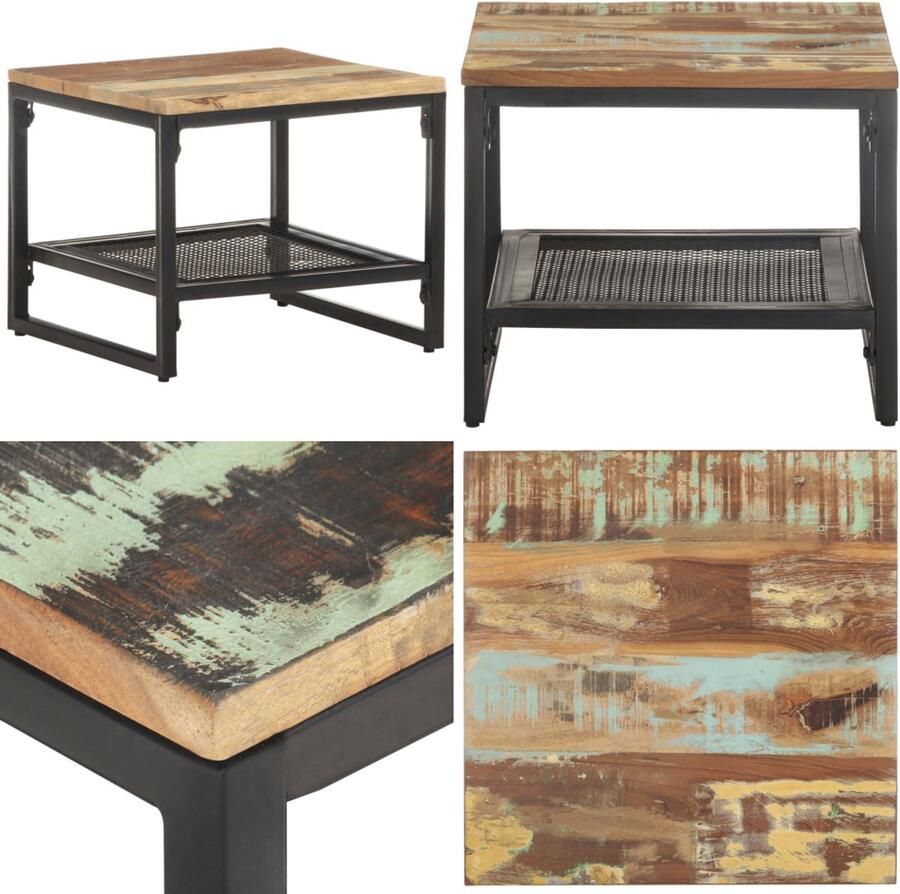 VidaXL Bijzettafel 40x40x35 cm massief gerecycled hout Bijzettafeltje Bijzettafeltjes Houten Tafeltje Houten Tafeltjes