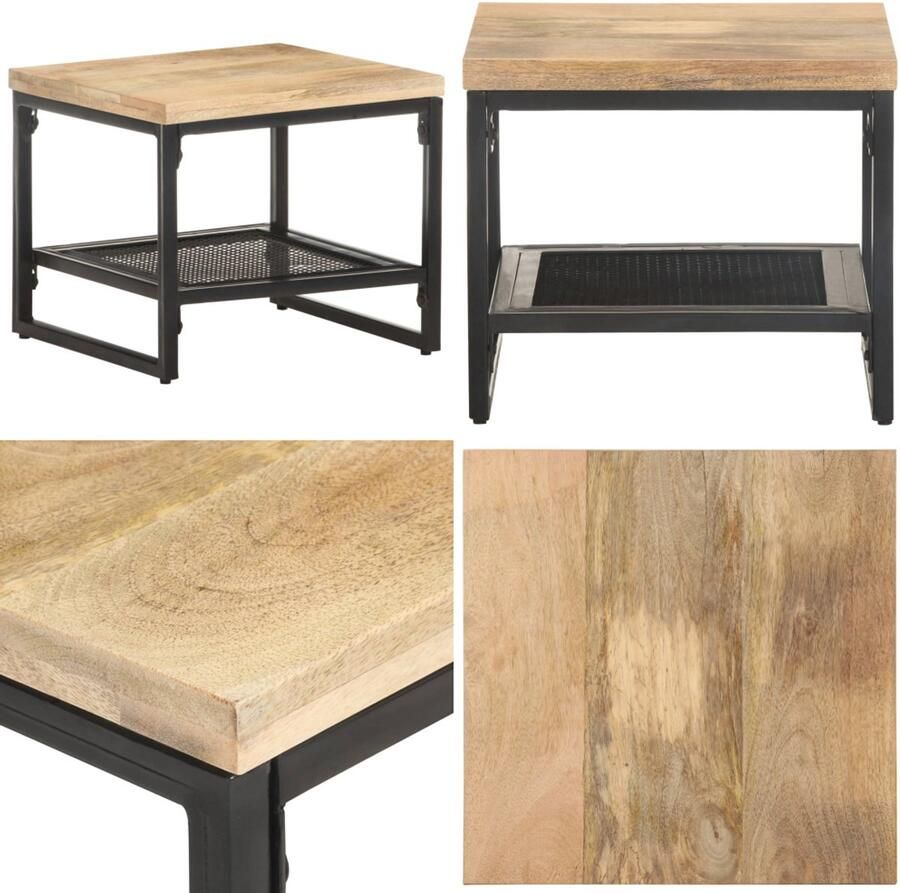 VidaXL Bijzettafel 40x40x35 cm massief mangohout Bijzettafeltje Bijzettafeltjes Houten Tafeltje Houten Tafeltjes