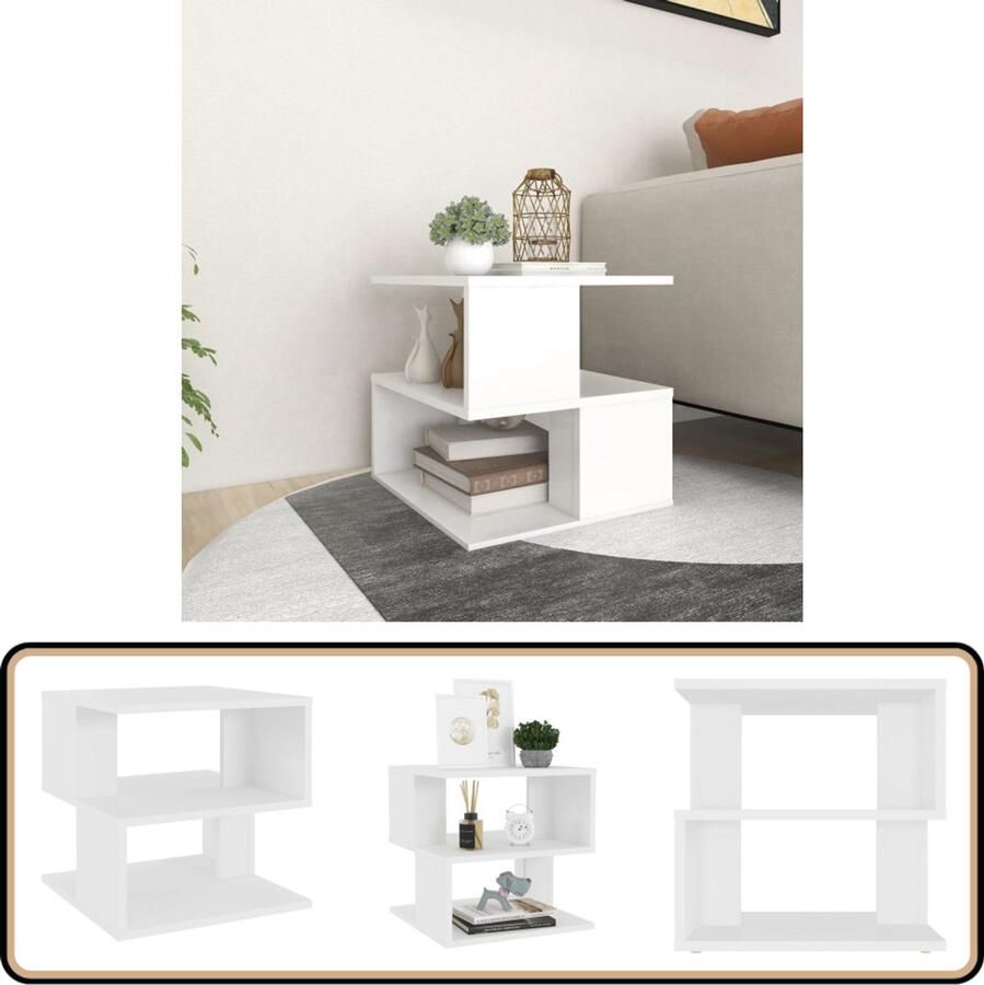 VidaXL Bijzettafel 40x40x40 cm Bewerkt hout Wit Bijzettafel Salontafel Tafel Modern Design Witte Tafel Houten Tafel Bewerkt Hout Kleine Tafel Opbergruimte Woonkamerdecoratie