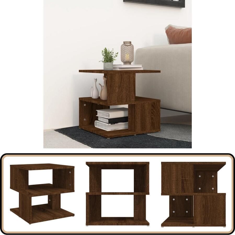 VidaXL Bijzettafel 40x40x40 cm Bruin Eiken Hout Bijzettafel Salontafel Eindtafel Houten Tafel Modern Design