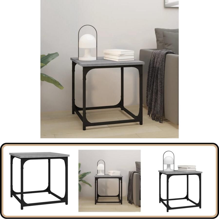 VidaXL Bijzettafel 40x40x40 cm Grijs Sonoma Eiken Industriele Meubelen Bijzettafel Salontafel Houten Tafeltjes Grijze Meubelen Moderne Bijzetkasten