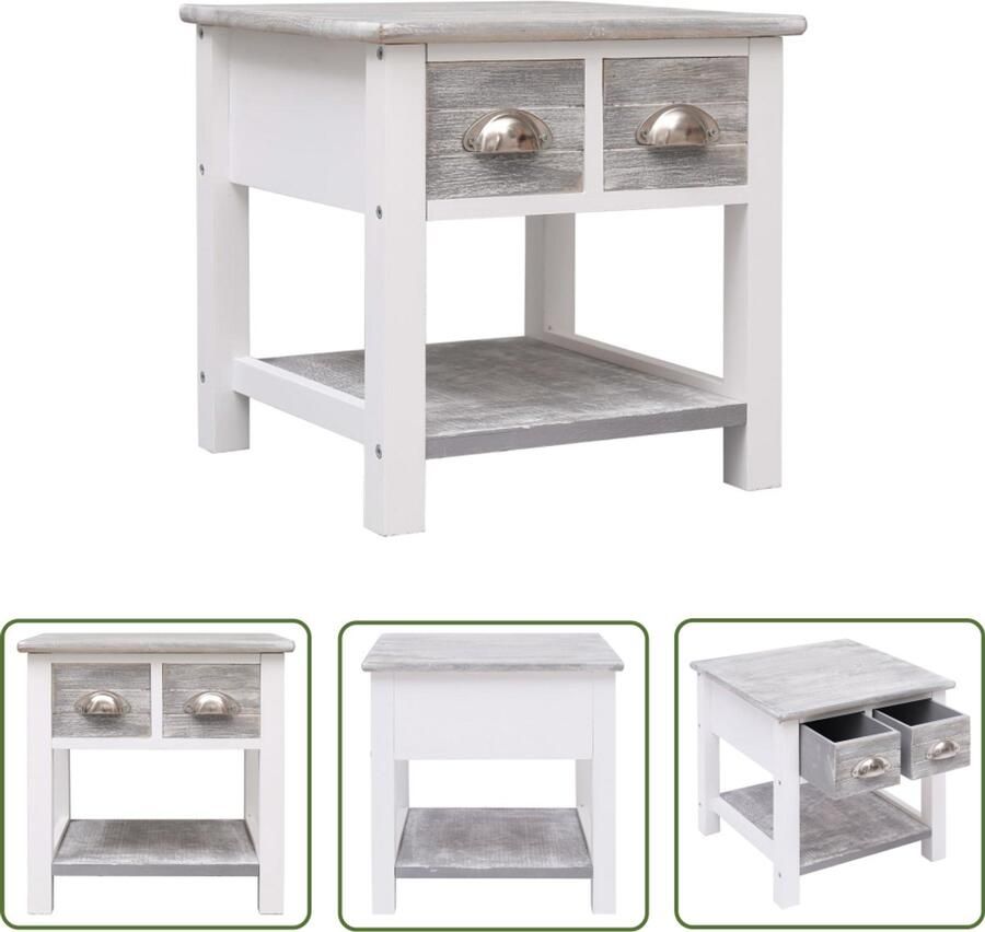 VidaXL Bijzettafel 40x40x40 cm Paulowniahout Grijs Bijzettafel Paulownia Hout Grijze Meubels Kleine Tafeltje Salontafel Decoratief Meubel Opbergmogelijkheden Kastjes Woonaccessoires Landelijke Stijl
