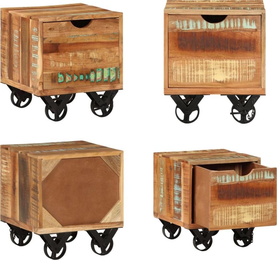 VidaXL Bijzettafel 40x40x45 cm massief gerecycled hout Bijzettafel Bijzettafels Zijkast Zijkasten