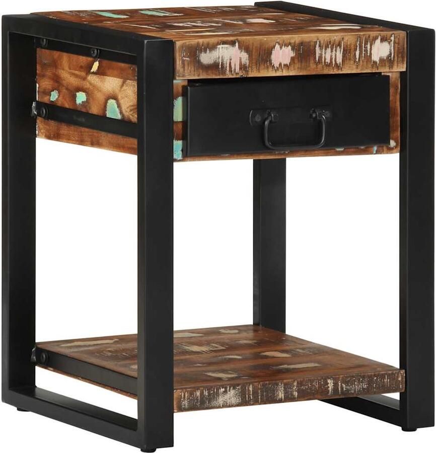 VidaXL Bijzettafel 40x40x50 cm massief gerecycled hout meerkleurig