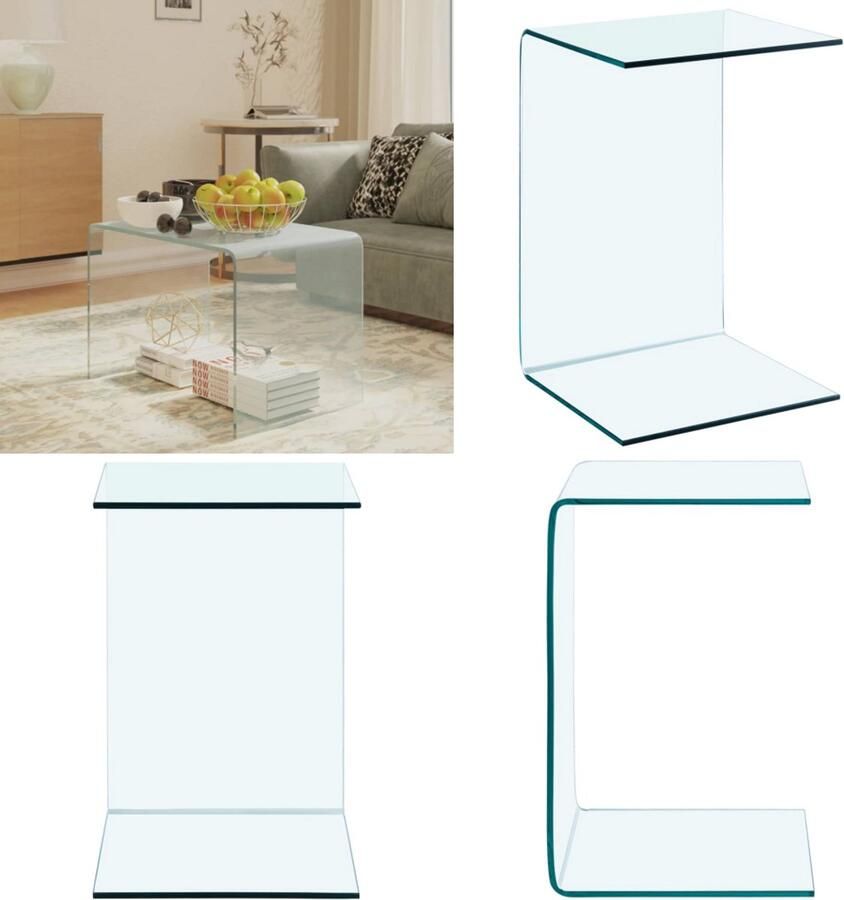 VidaXL Bijzettafel 40x40x60 cm gehard glas Tafel Tafels Tafeltje Tafeltjes