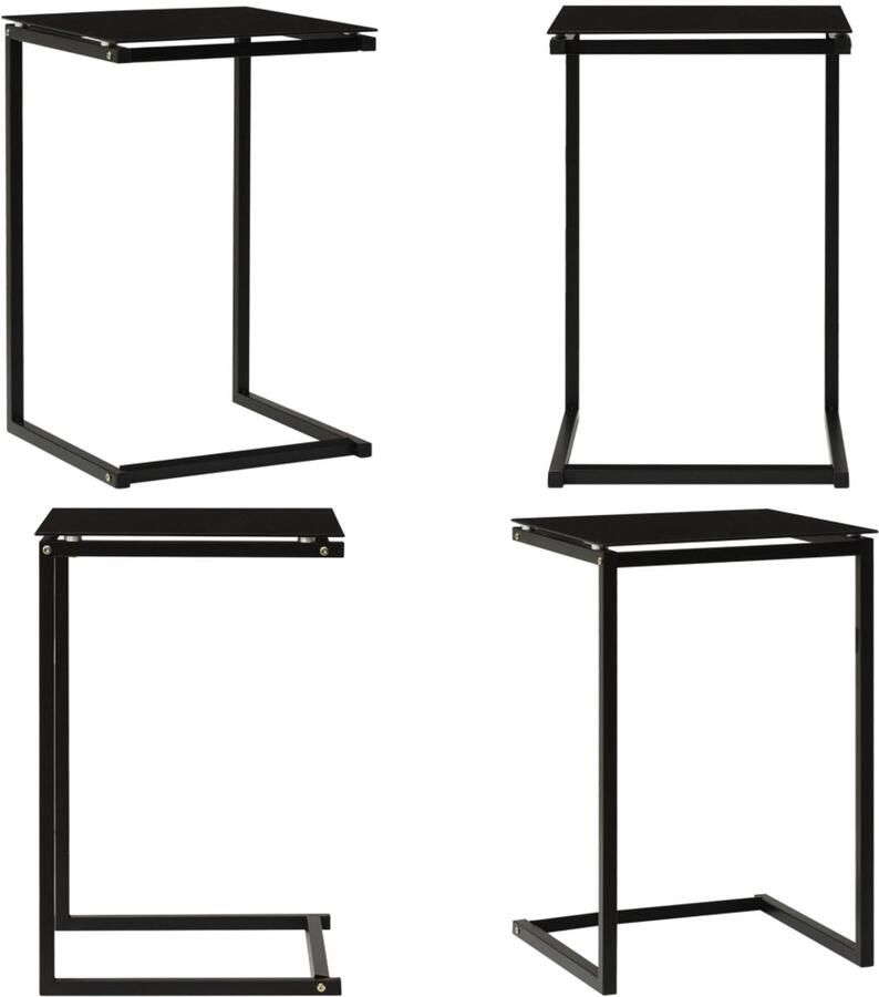 VidaXL Bijzettafel 40x40x60 cm gehard glas zwart Salontafel Salontafels Tafel Tafels