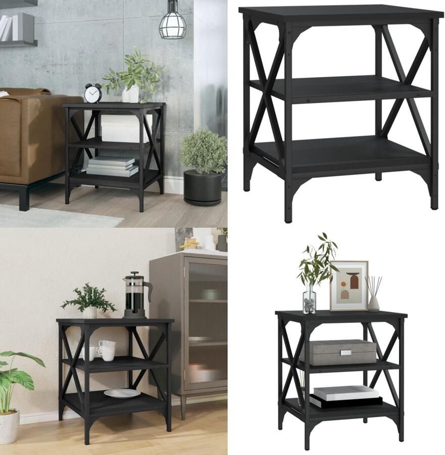 VidaXL Bijzettafel 40x42x50 cm bewerkt hout zwart Bijzettafel Bijzettafels Accenttafel Eindtafel