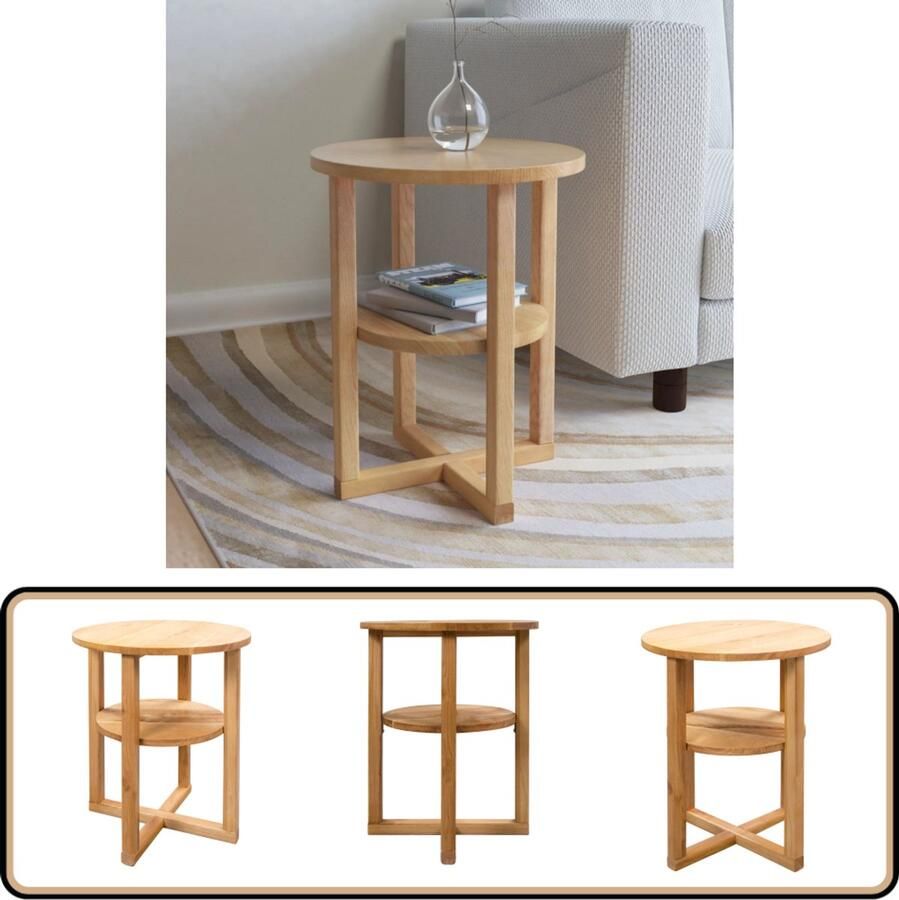 VidaXL Bijzettafel 40x50 cm Massief Eikenhout Bijzettafel Eikenhouten Meubilair Salontafels Sidetable Landelijke Stijl Bruine Meubelen Compact Tafellampje Tv Stand Boekenplank Kastjes Met Lade