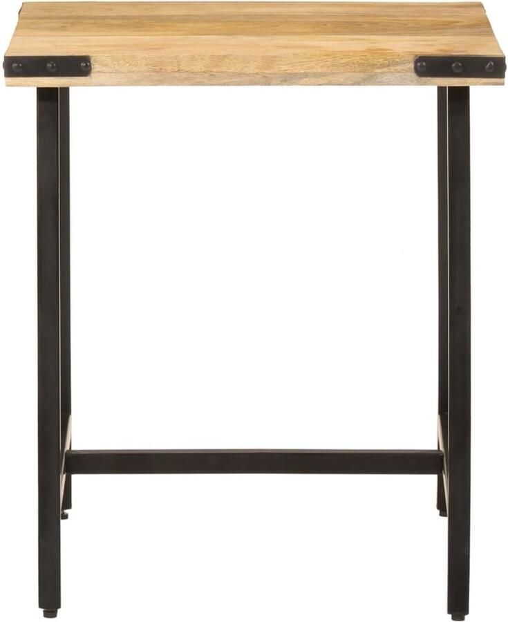 The Living Store Bijzettafel 45x45x50 cm massief mangohout en ijzer Bijzettafel Salontafel Mangohout Zwarte Metalen Poten Industriële Stijl - Foto 2