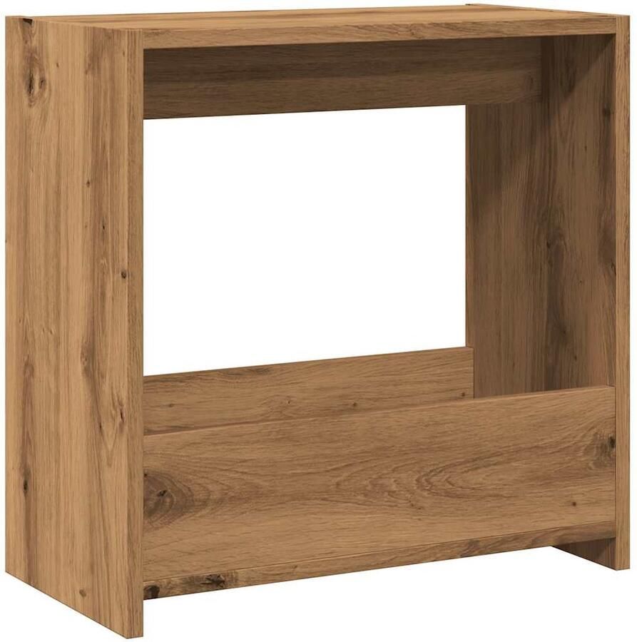 The Living Store Bijzettafel 50x26x50 cm bewerkt hout artisanaal eikenkleurig Bijzettafel Salontafel Houten Meubels Modern Interieur Multifunctioneel Meubilair