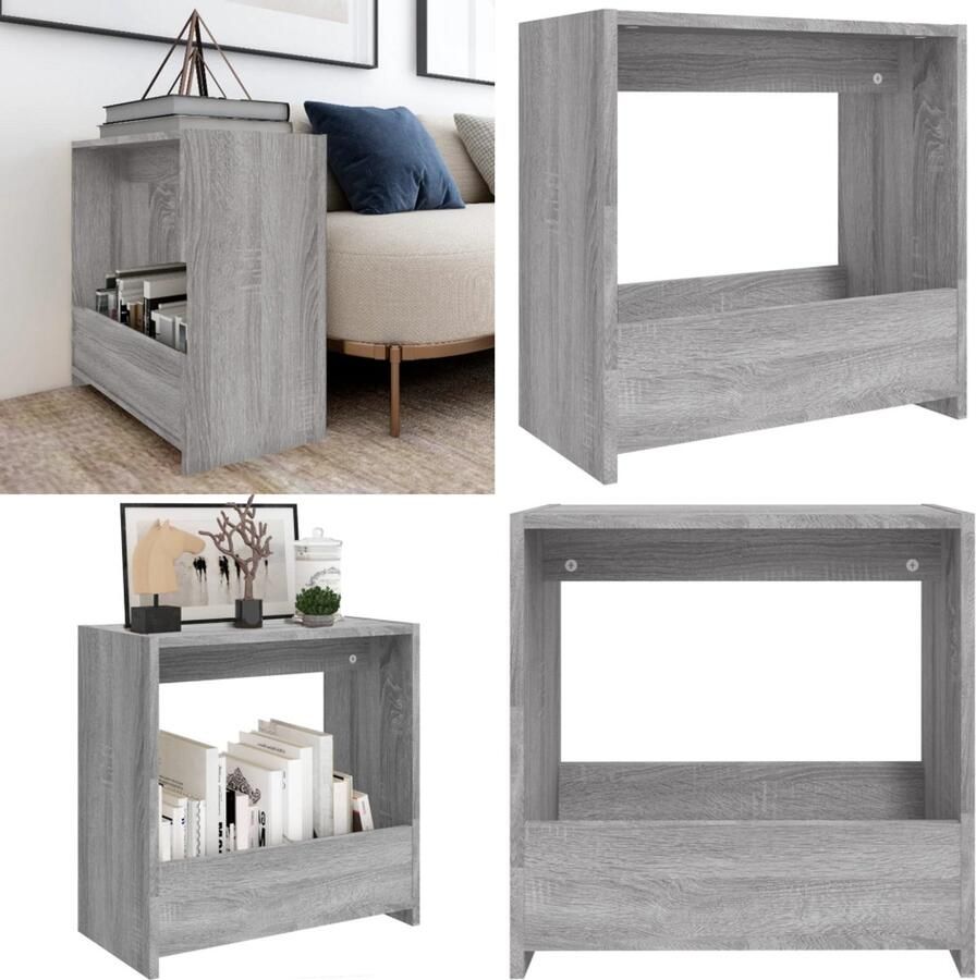 VidaXL Bijzettafel 50x26x50 cm bewerkt hout grijs sonoma eikenkleurig Bijzettafel Bijzettafels Eindtafel Salontafel