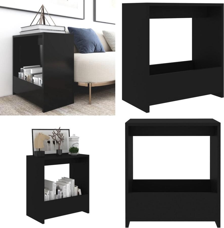 VidaXL Bijzettafel 50x26x50 cm bewerkt hout zwart Bijzettafel Bijzettafels Zijtafel Zijtafels