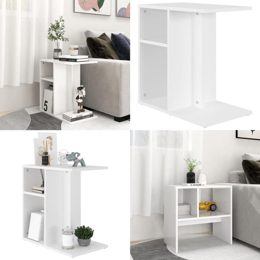 VidaXL Bijzettafel 50x30x50 cm bewerkt hout wit Bijzettafel Bijzettafels Tafeltje Tafeltjes