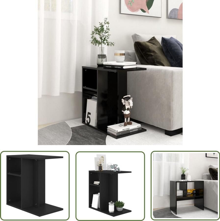 VidaXL Bijzettafel 50x30x50 cm Bewerkt hout Zwart Salontafel Bijzettafel Zwarte Salontafel Houten Salontafel Kleine Salontafel Modern Design Spaanplaat