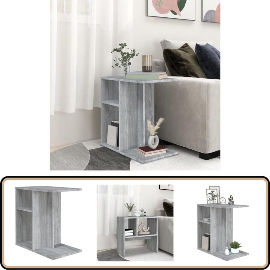 VidaXL Bijzettafel 50x30x50 cm Grijs Sonoma Eiken Bijzettafel Salontafel Eindtafel Houten Tafel Grijze Tafel
