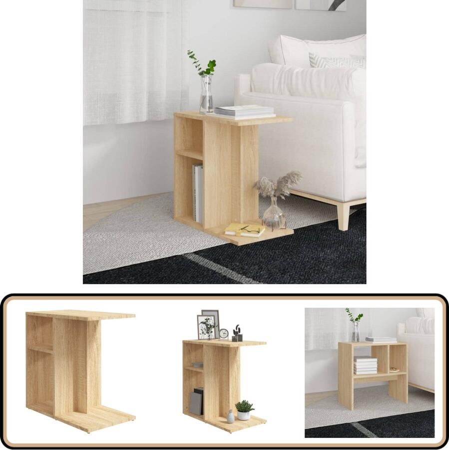 VidaXL Bijzettafel 50x30x50 cm Sonoma eiken Salontafel Bijzettafel Houten Salontafel Bijzet Tafels Kleine Salontafel Modern Design Sonomaeiken